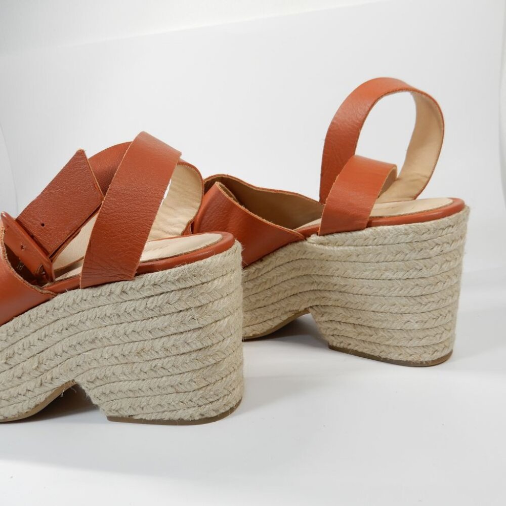 ALOHAS Lyla Leather Espadrille Platform Sandals Size 39 US 8 8.5 Brown NEW $210 - Picture 8 of 16